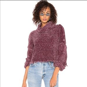 Wildfox Ride chenille Sweater in Crushed Berry NWT